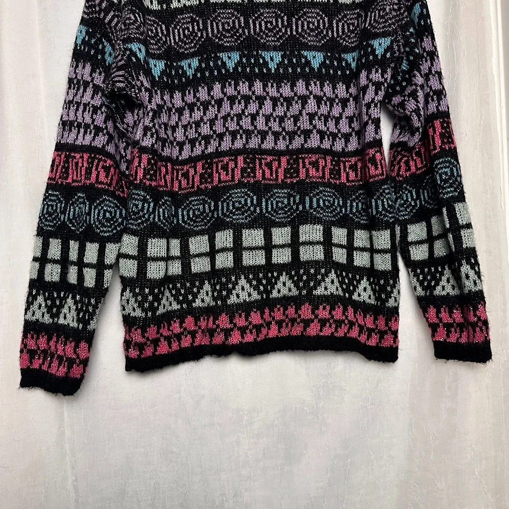 3/$20 💥 Vintage Lindsey Blake Wool Blend Cozy Geometric Print Crewneck‎ Sweater
